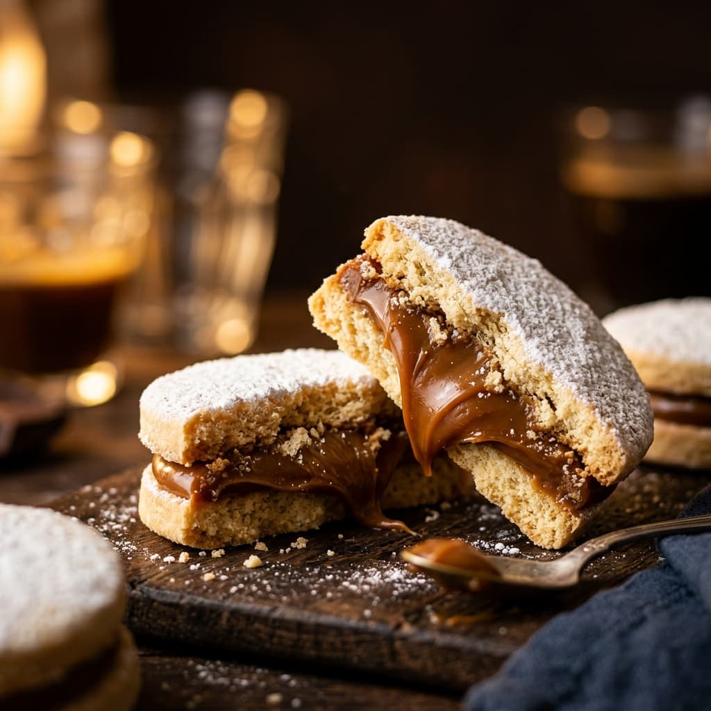 Alfajor artesanal con relleno de dulce de leche